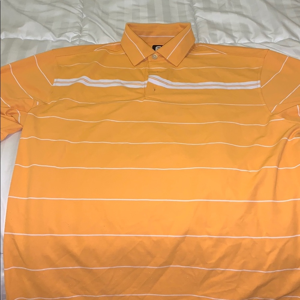 Orange White Striped FootJoy Polo